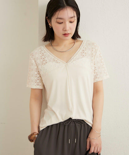 2way蕾絲拼接T恤