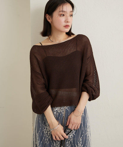 網眼寬鬆針織上衣