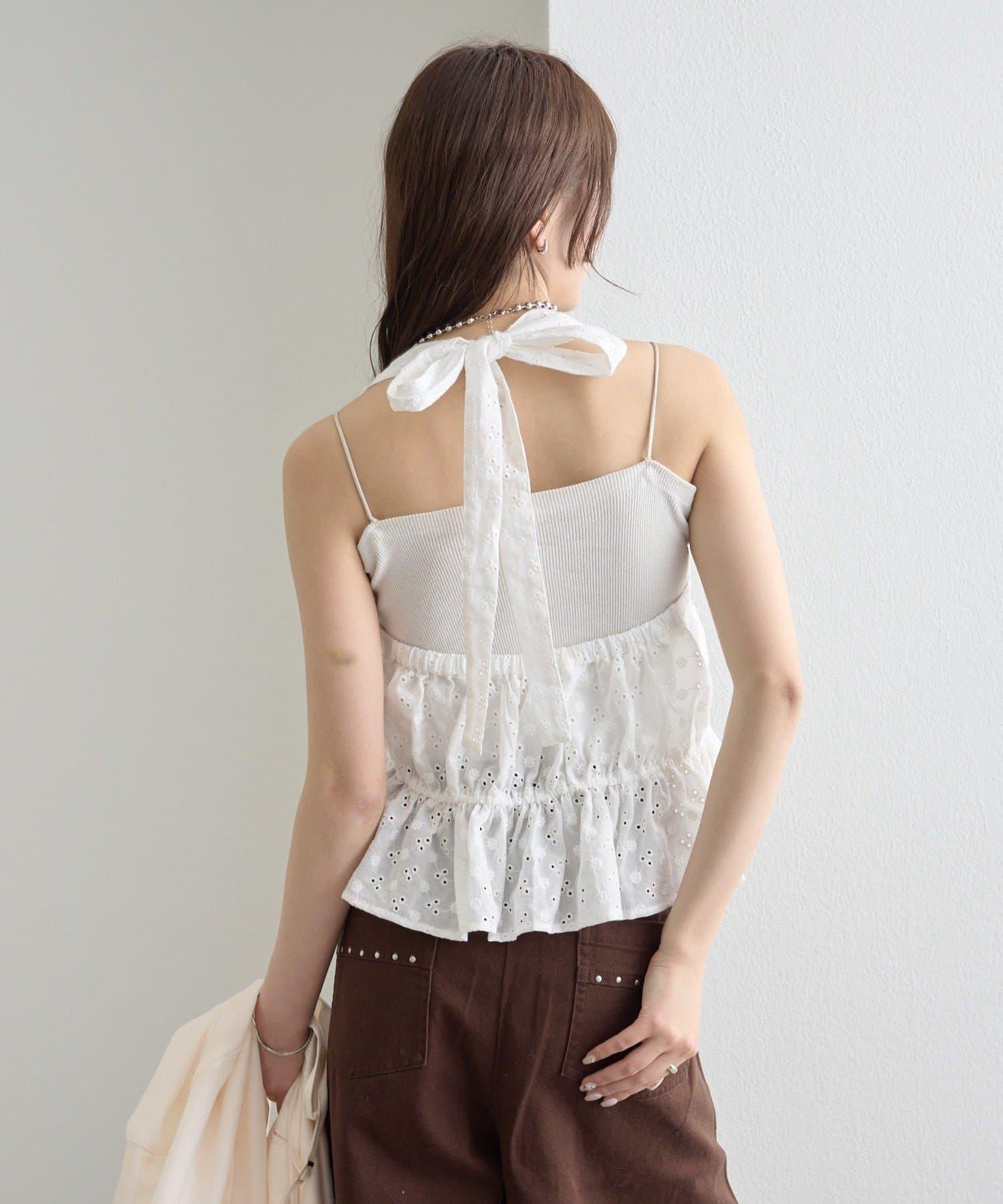 棉質刺繡露背上衣