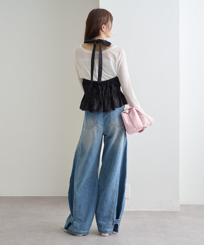 棉質刺繡露背上衣