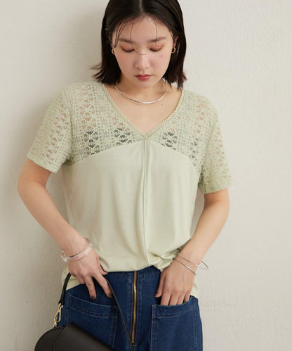 2way蕾絲拼接T恤