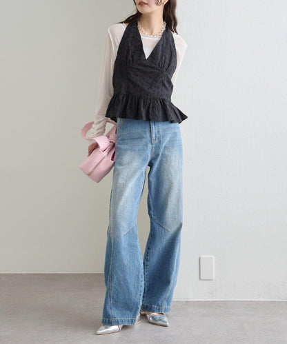 棉質刺繡露背上衣