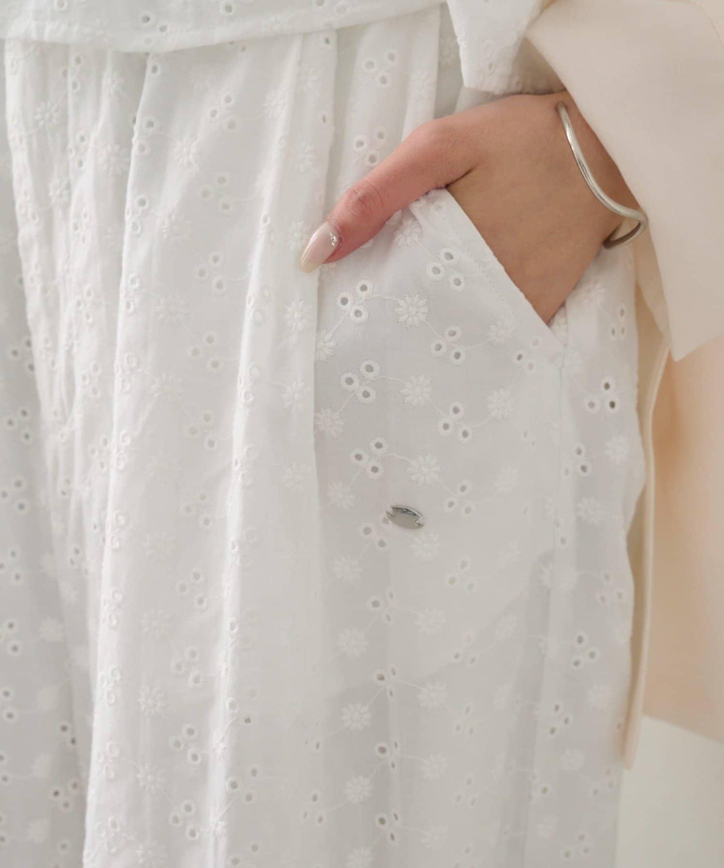 棉質刺繡 抽繩褲