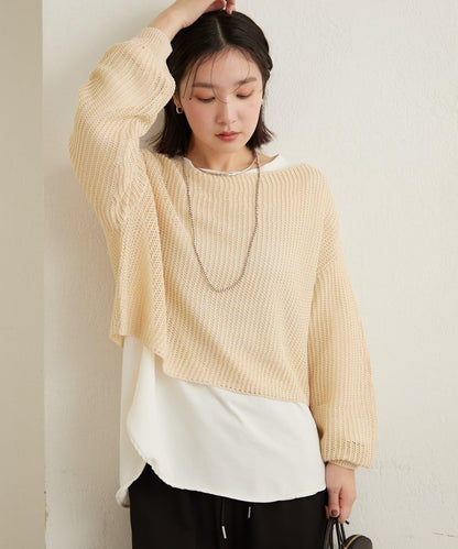 網眼寬鬆針織上衣