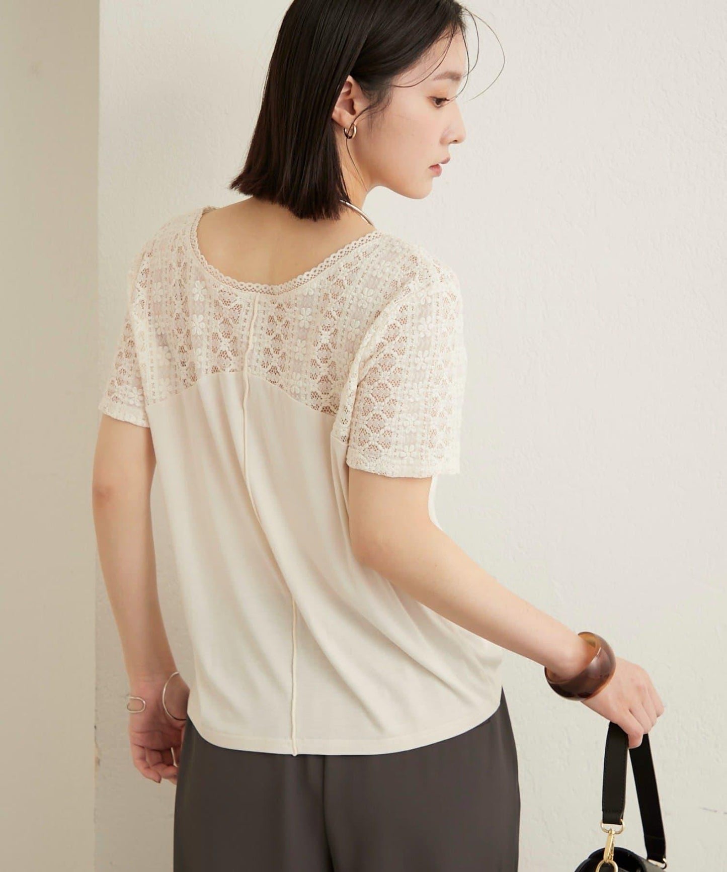 2way蕾絲拼接T恤