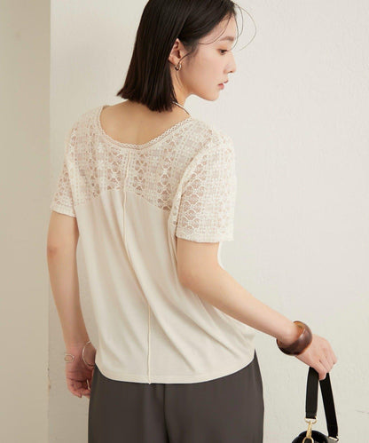 2way蕾絲拼接T恤