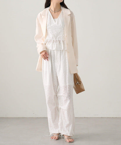 棉質刺繡 抽繩褲