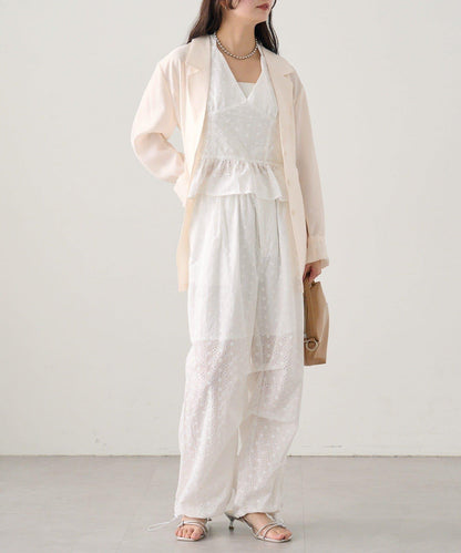 棉質刺繡 抽繩褲