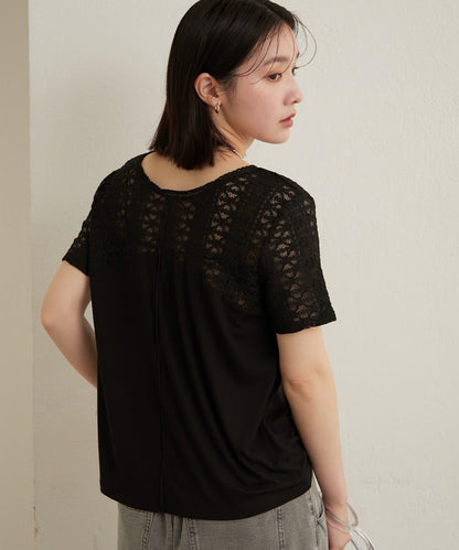 2way蕾絲拼接T恤