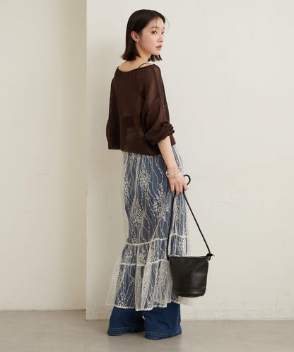 網眼寬鬆針織上衣