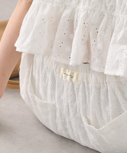 棉質刺繡 抽繩褲