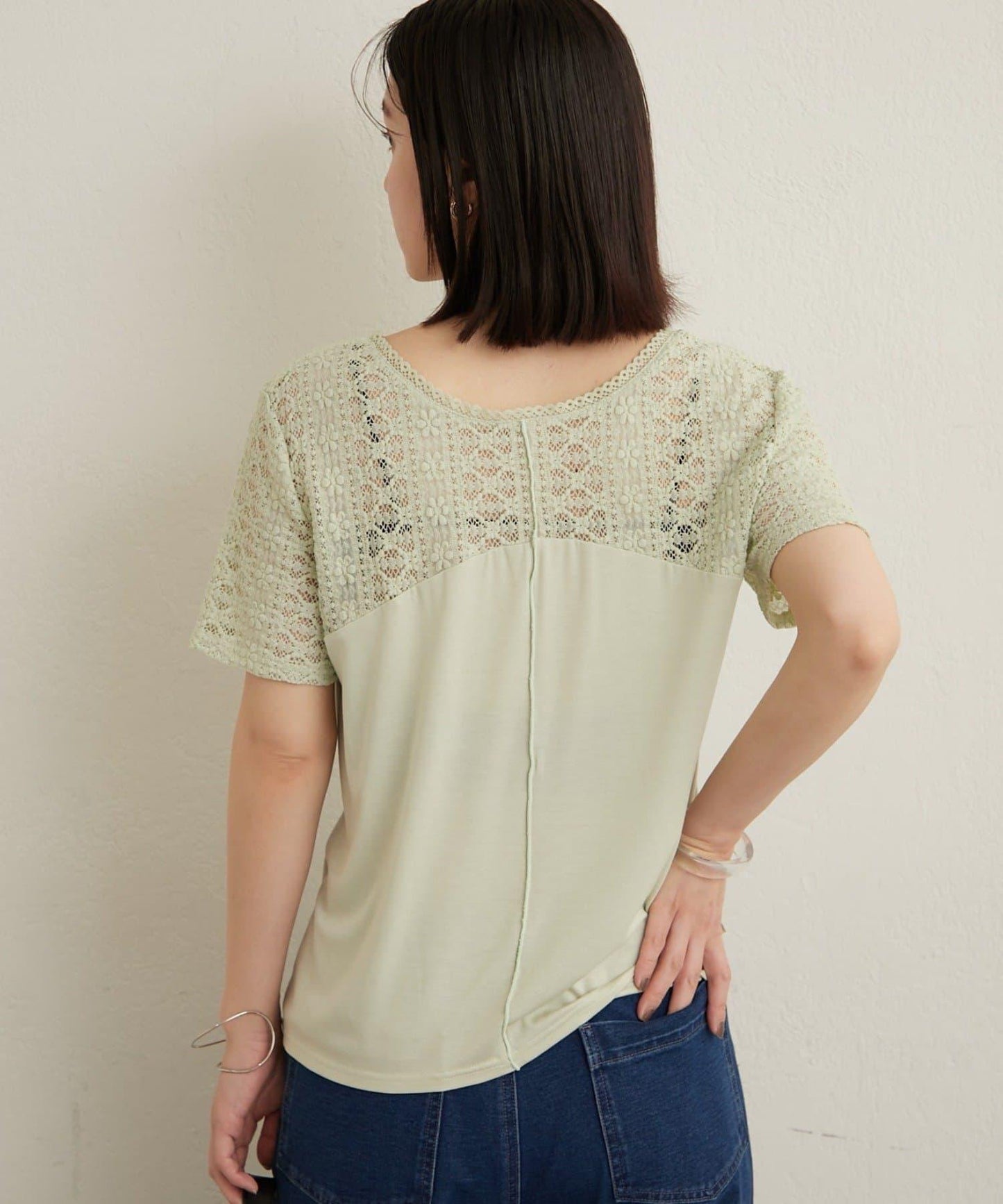 2way蕾絲拼接T恤