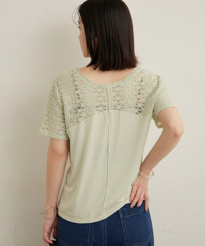2way蕾絲拼接T恤