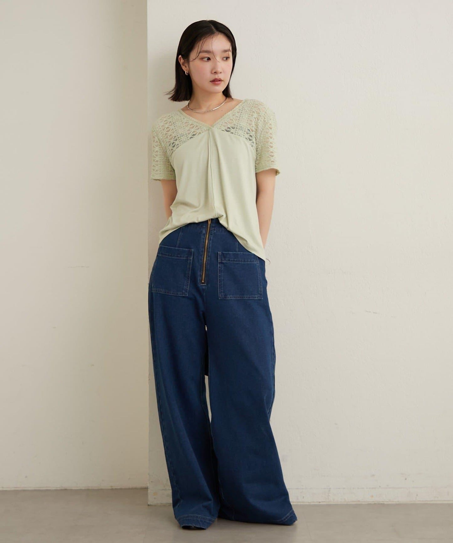 2way蕾絲拼接T恤