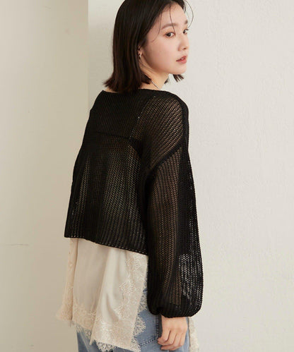 網眼寬鬆針織上衣