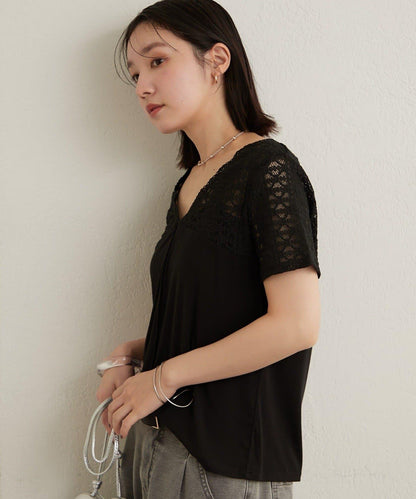 2way蕾絲拼接T恤