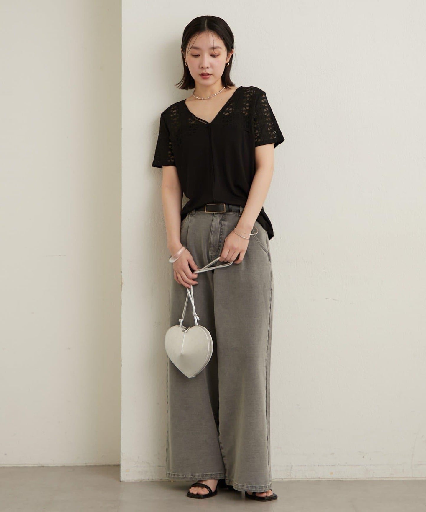 2way蕾絲拼接T恤