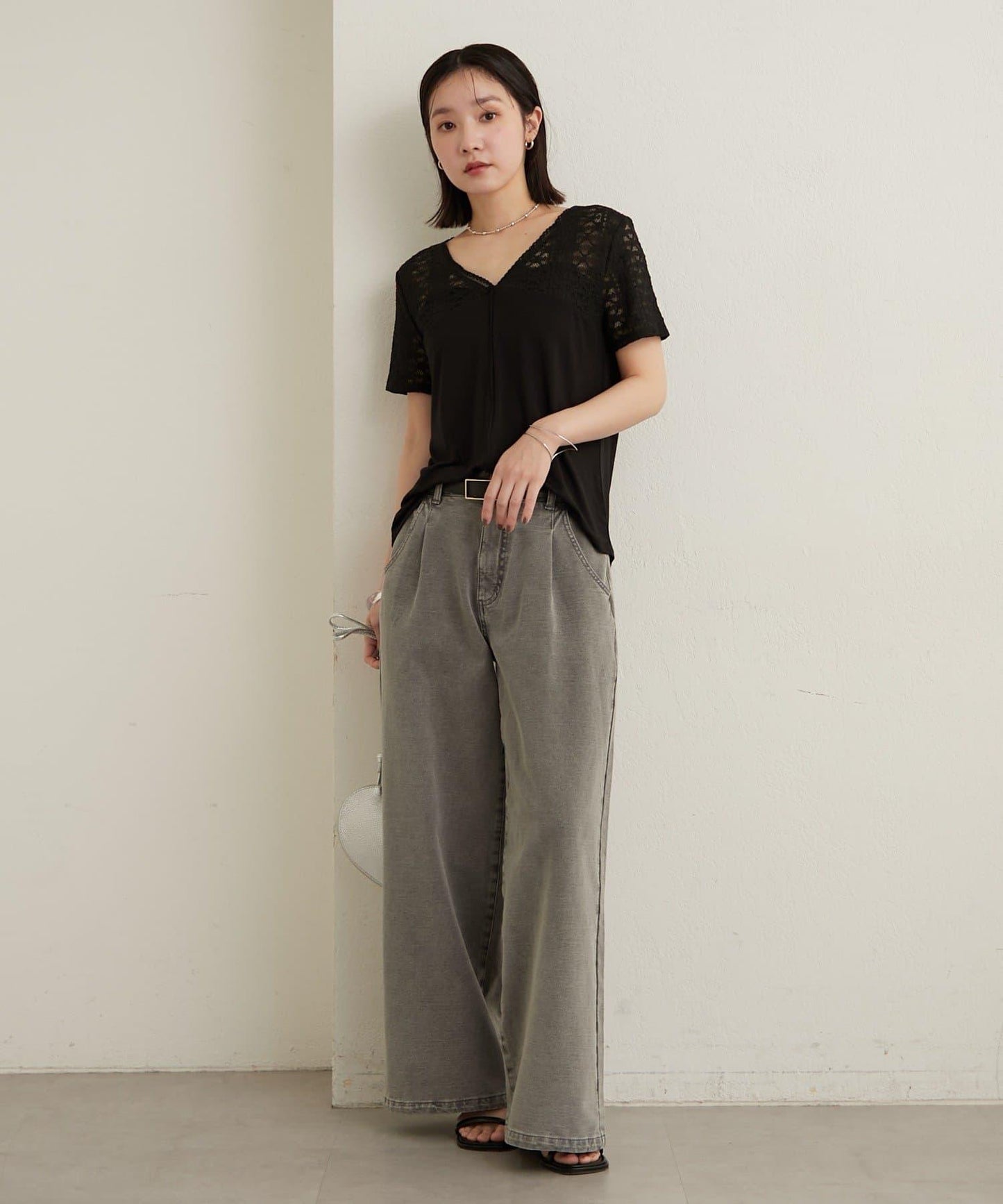 2way蕾絲拼接T恤