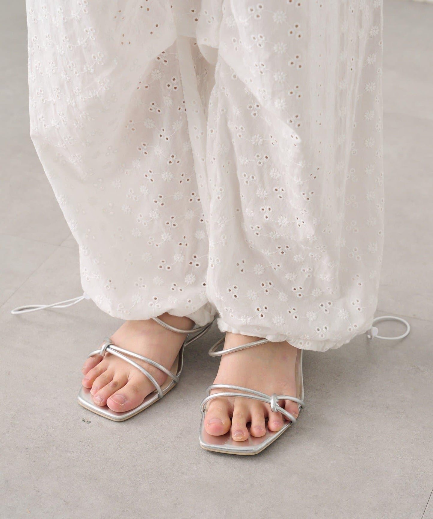 棉質刺繡 抽繩褲