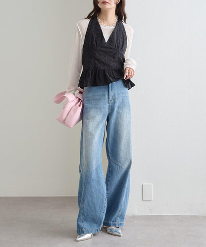 棉質刺繡露背上衣