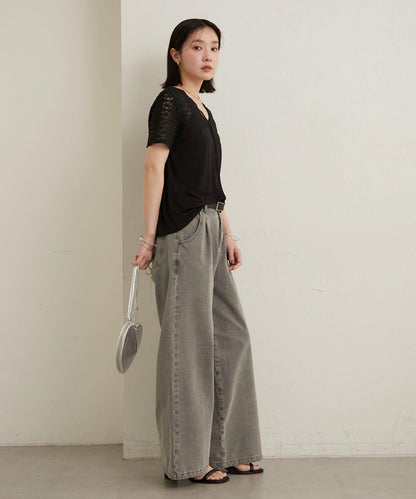 2way蕾絲拼接T恤