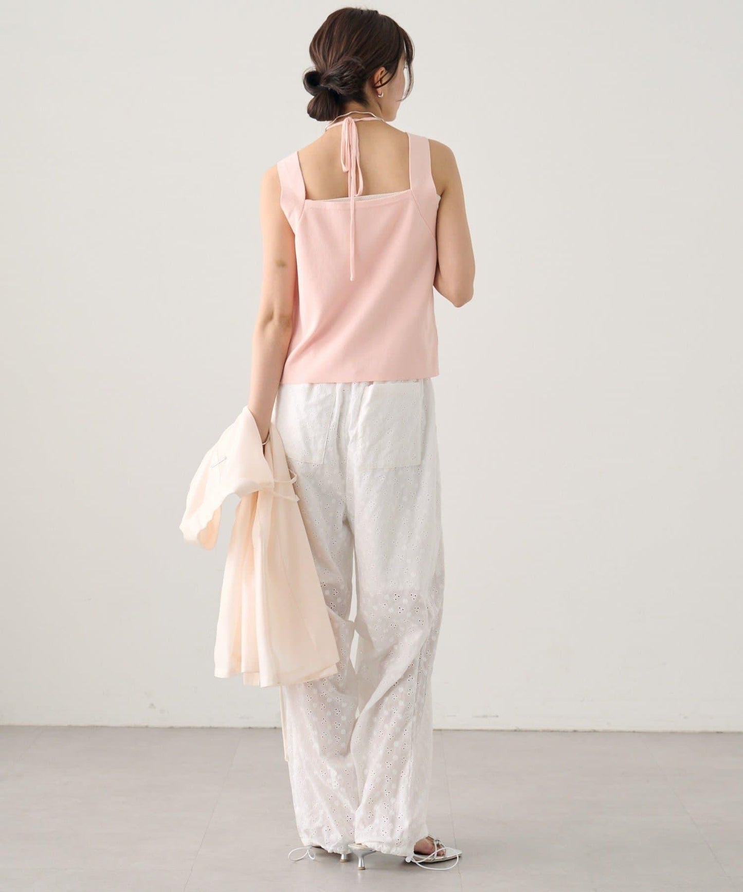 棉質刺繡 抽繩褲