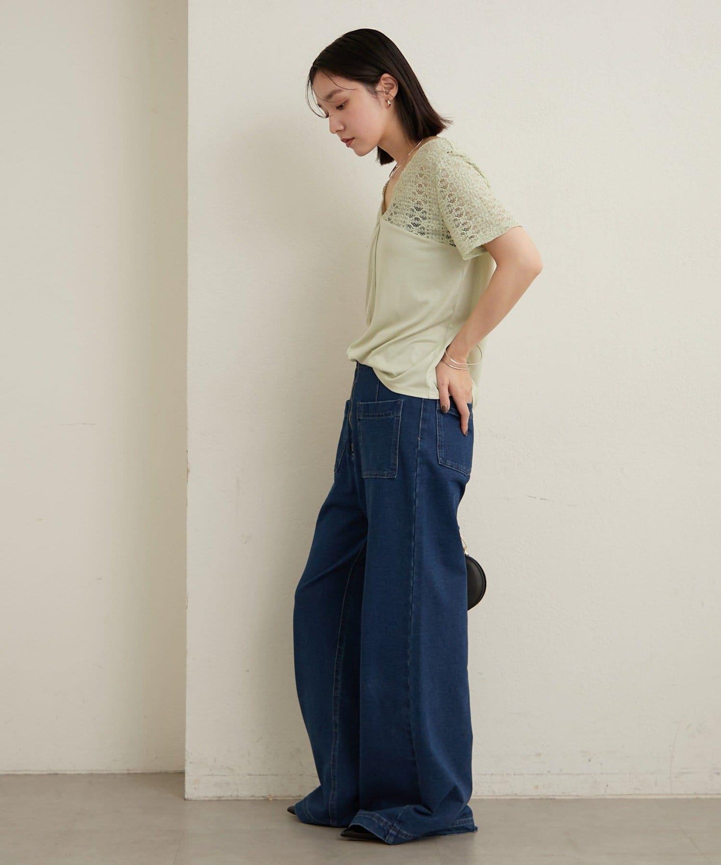 2way蕾絲拼接T恤