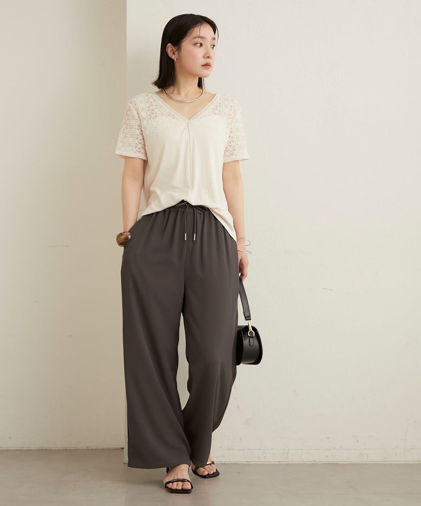 2way蕾絲拼接T恤