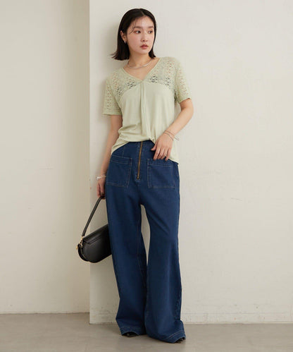 2way蕾絲拼接T恤