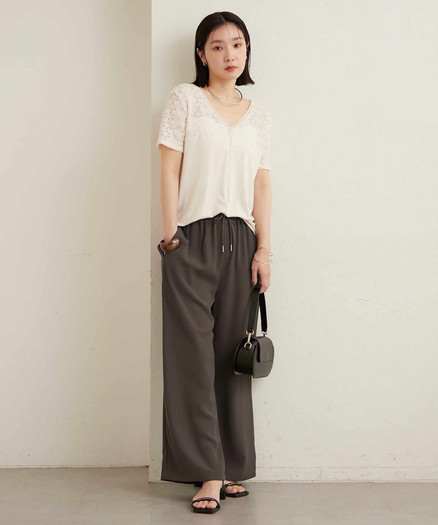 2way蕾絲拼接T恤