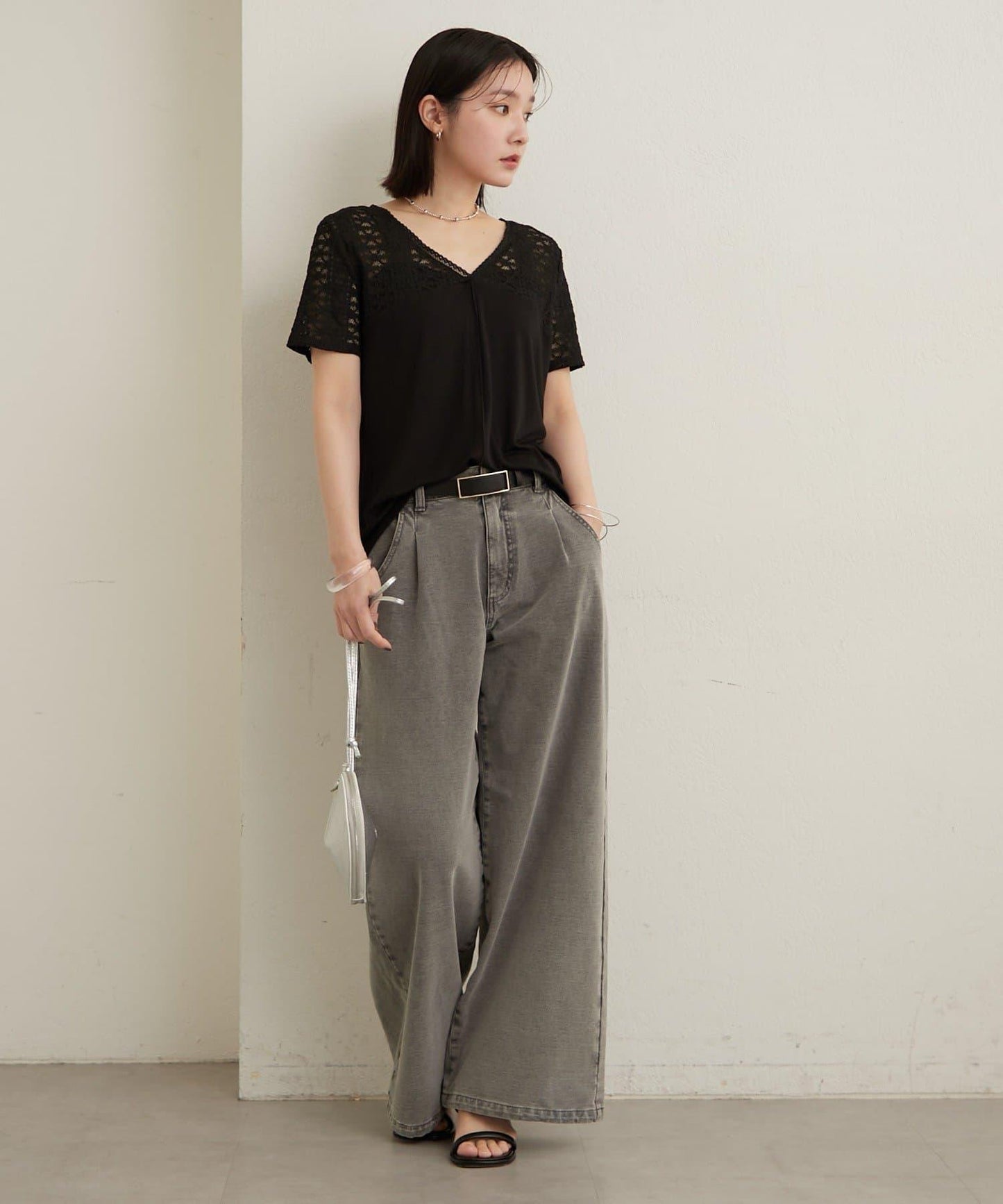 2way蕾絲拼接T恤