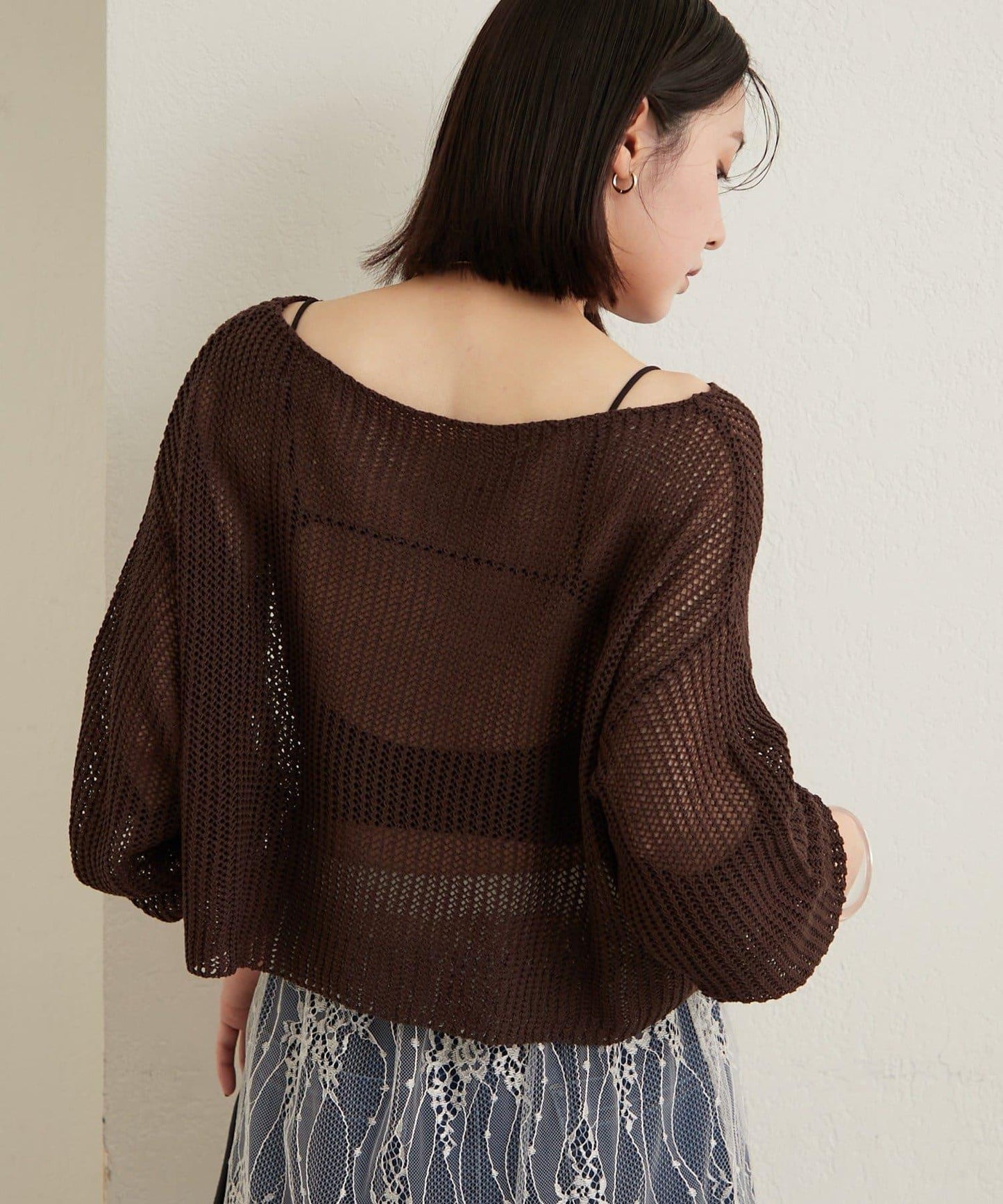 網眼寬鬆針織上衣