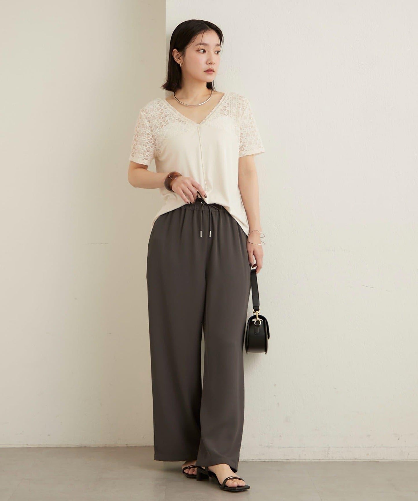 2way蕾絲拼接T恤