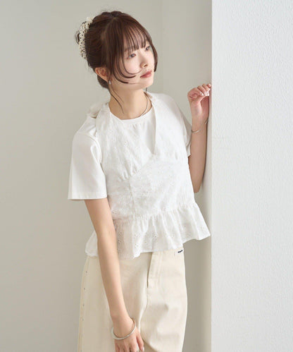 棉質刺繡露背上衣