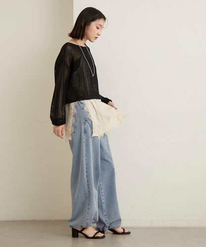 網眼寬鬆針織上衣