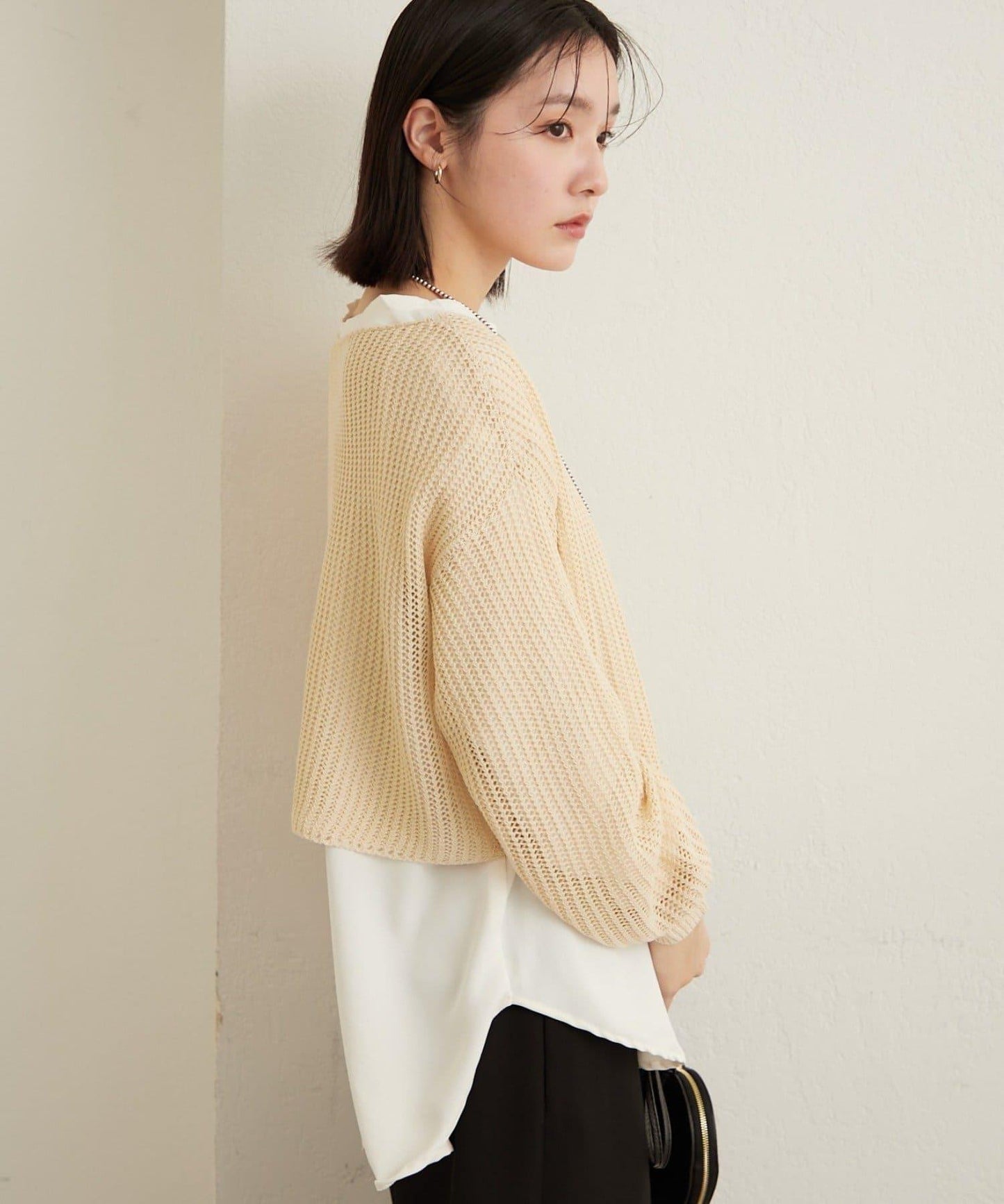 網眼寬鬆針織上衣