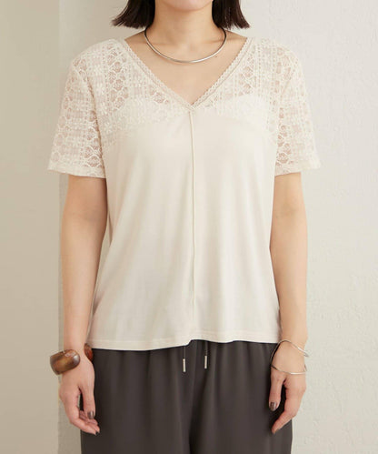 2way蕾絲拼接T恤