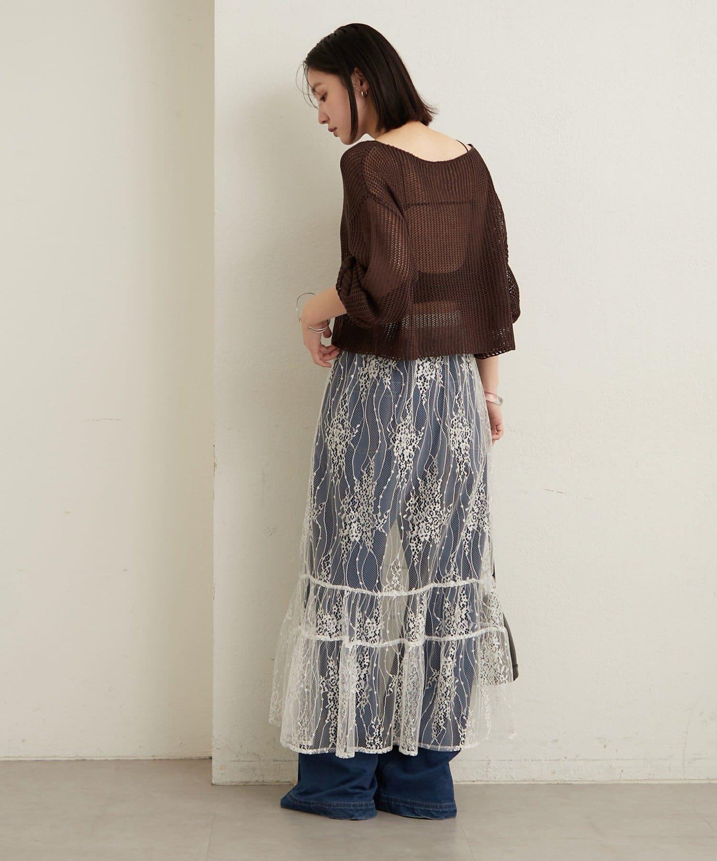 網眼寬鬆針織上衣