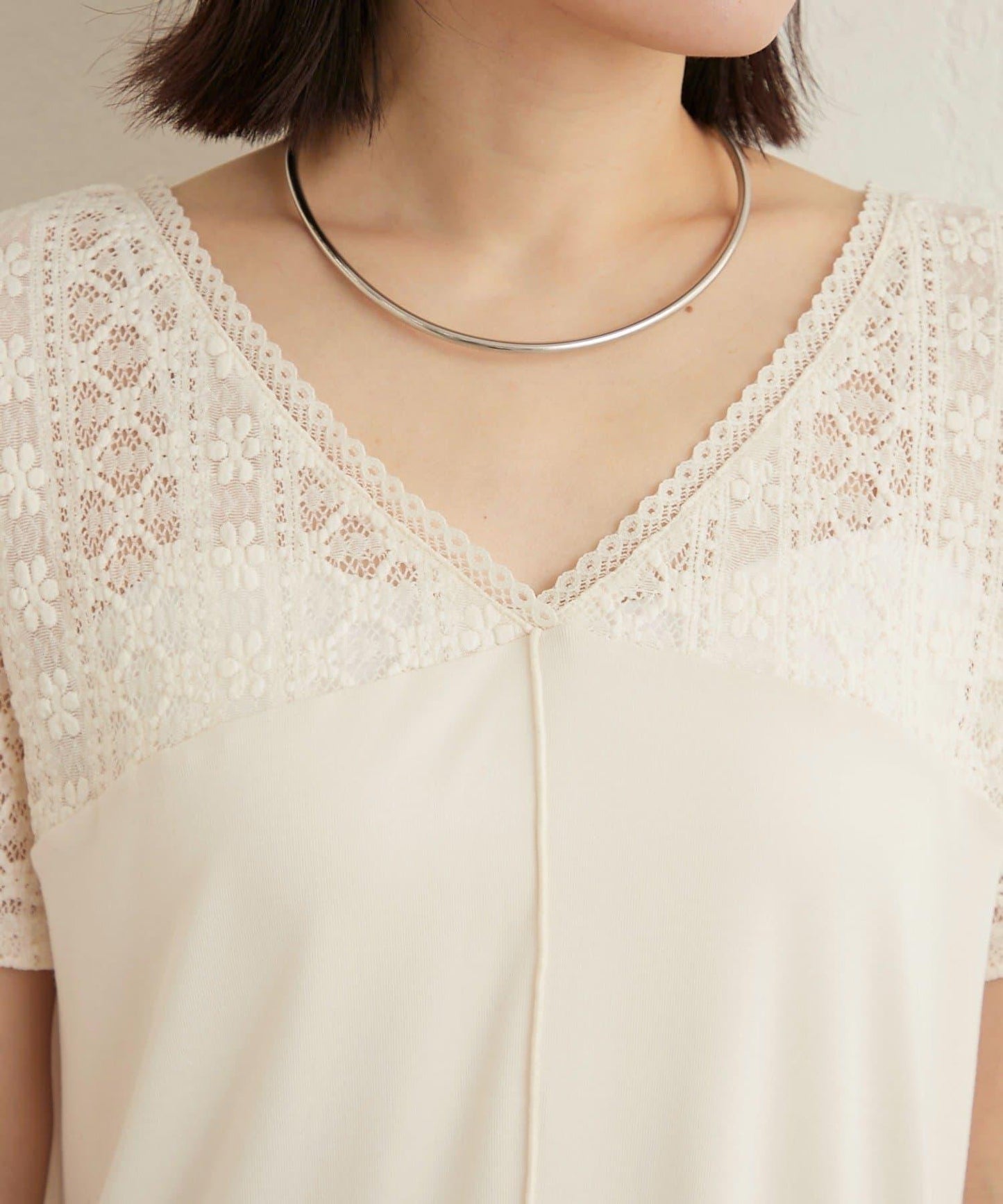 2way蕾絲拼接T恤