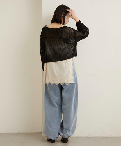 網眼寬鬆針織上衣