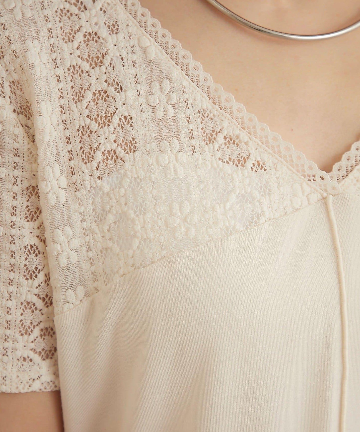 2way蕾絲拼接T恤