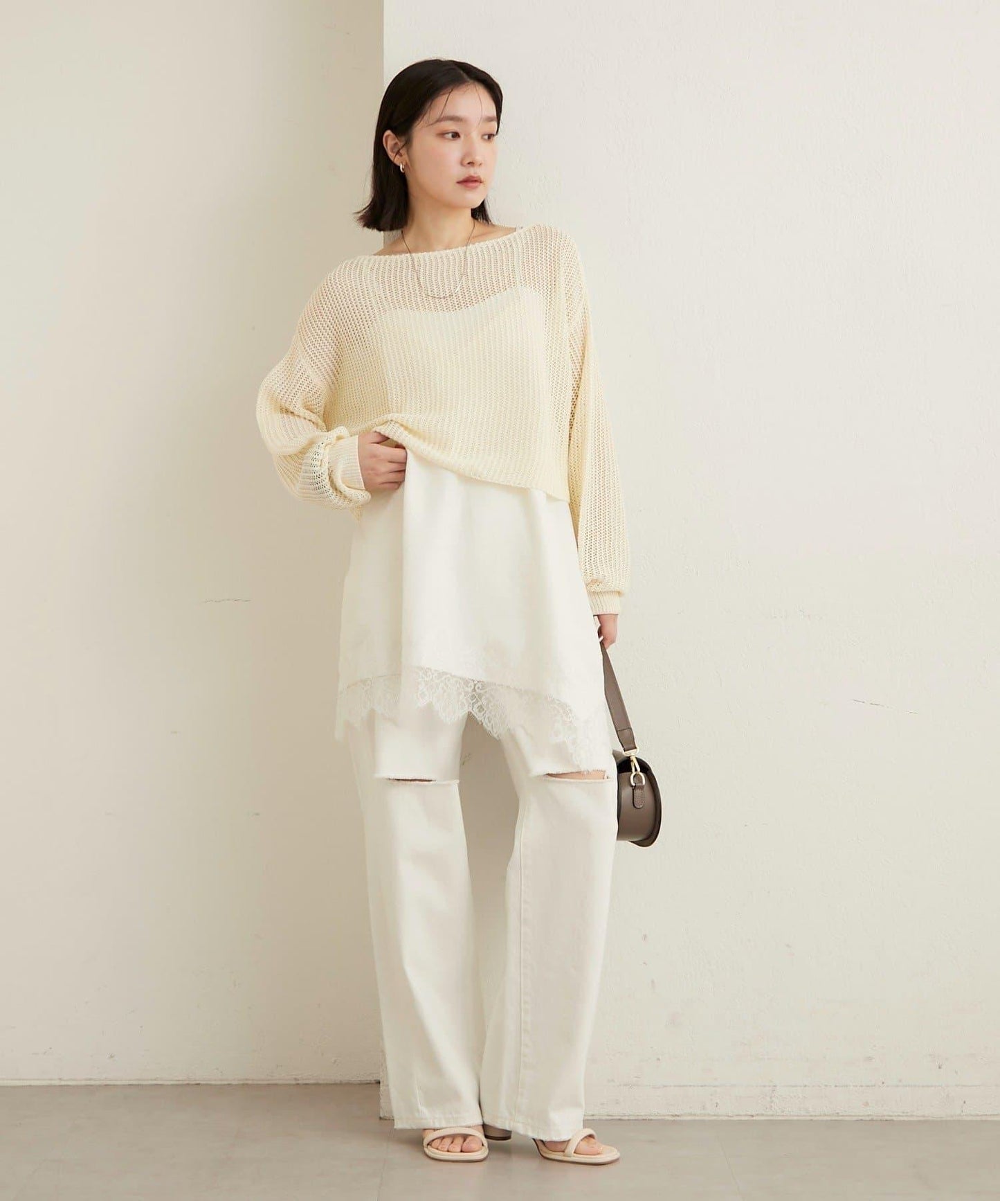 網眼寬鬆針織上衣