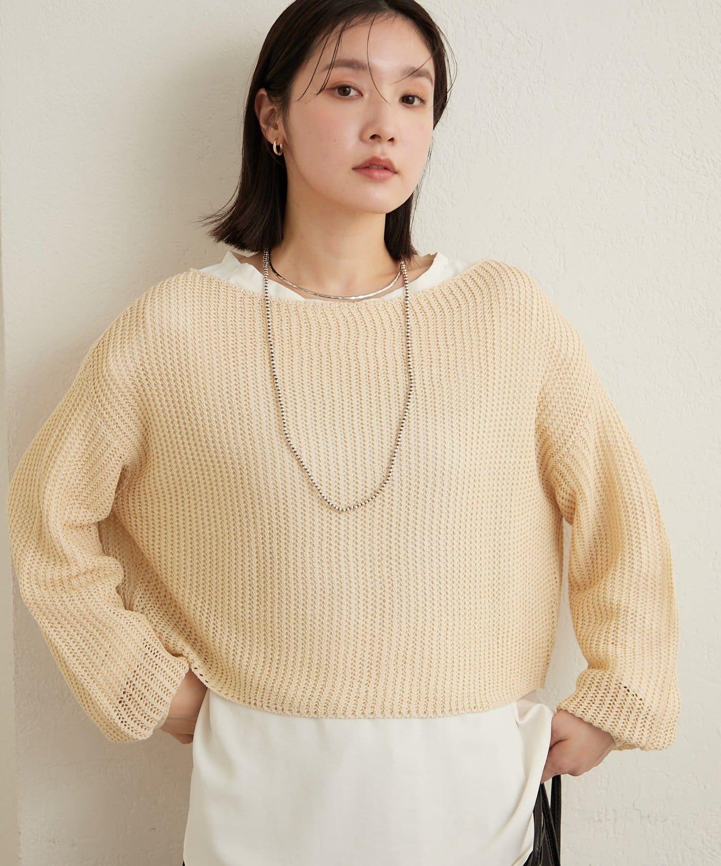 網眼寬鬆針織上衣