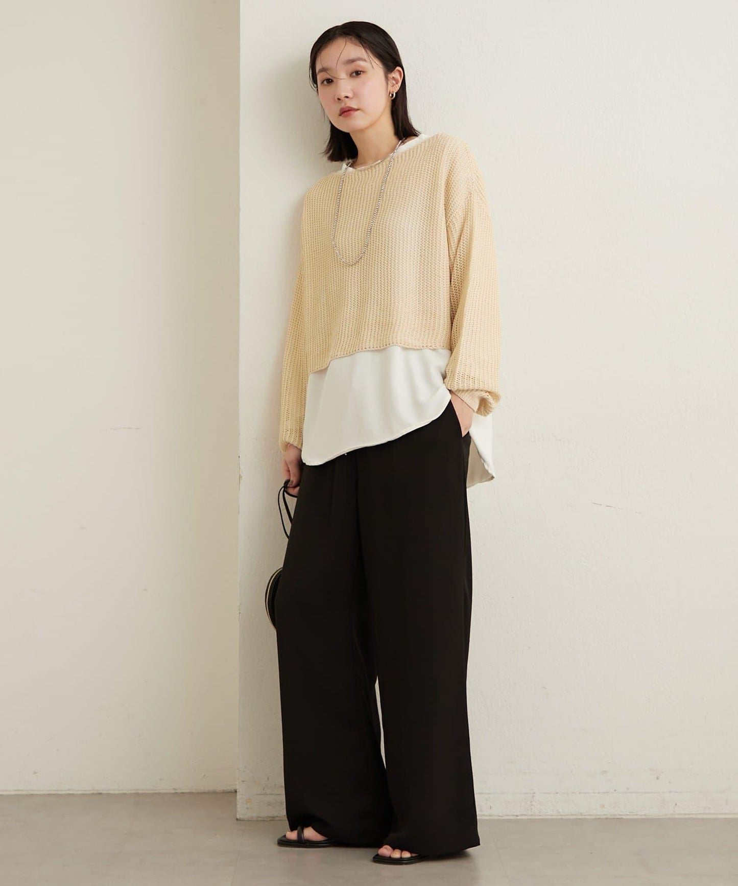 網眼寬鬆針織上衣