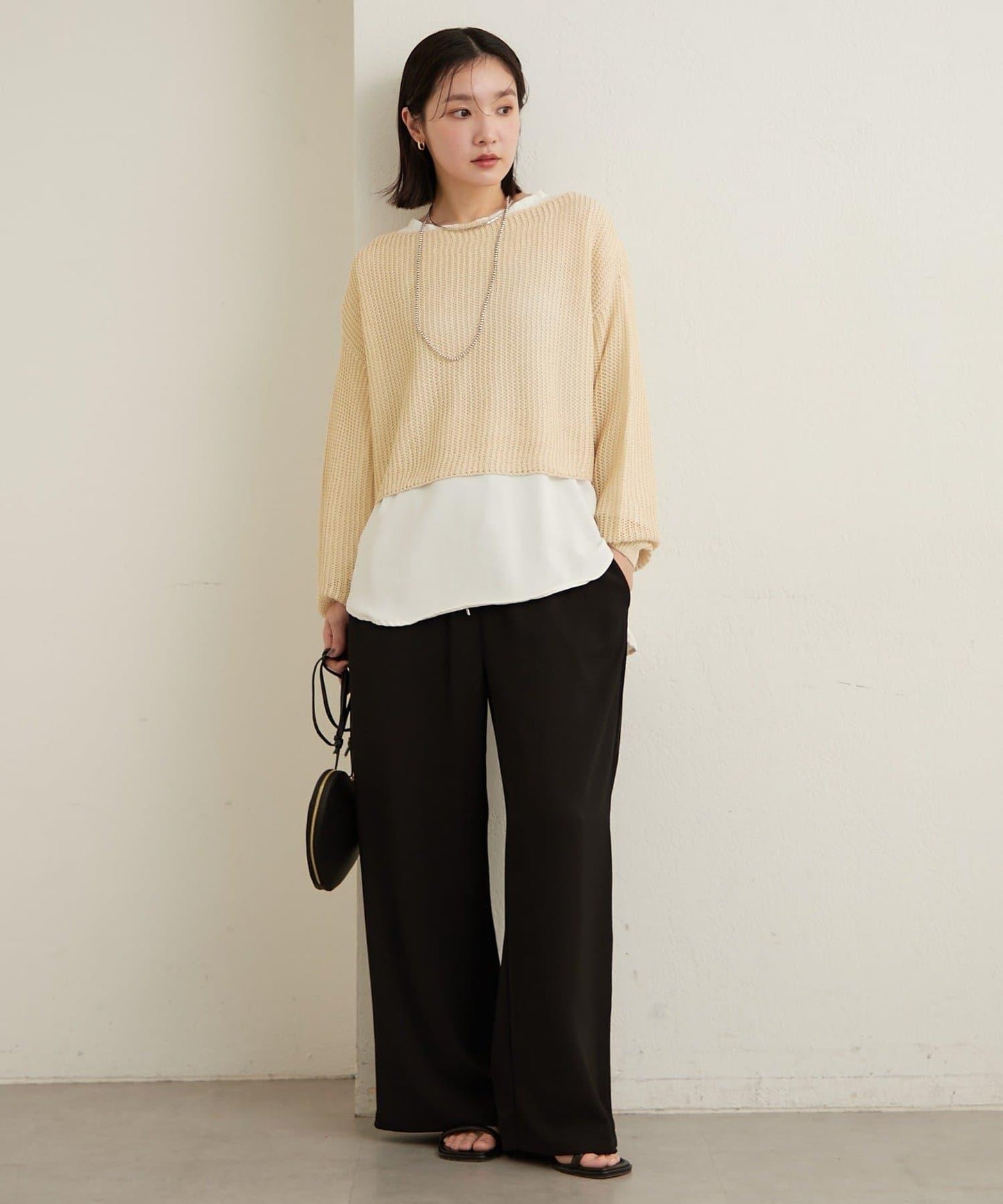 網眼寬鬆針織上衣