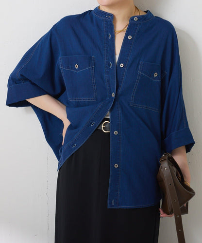 可調節衣長 輕薄牛仔 蝙蝠袖 Q.anos 襯衫