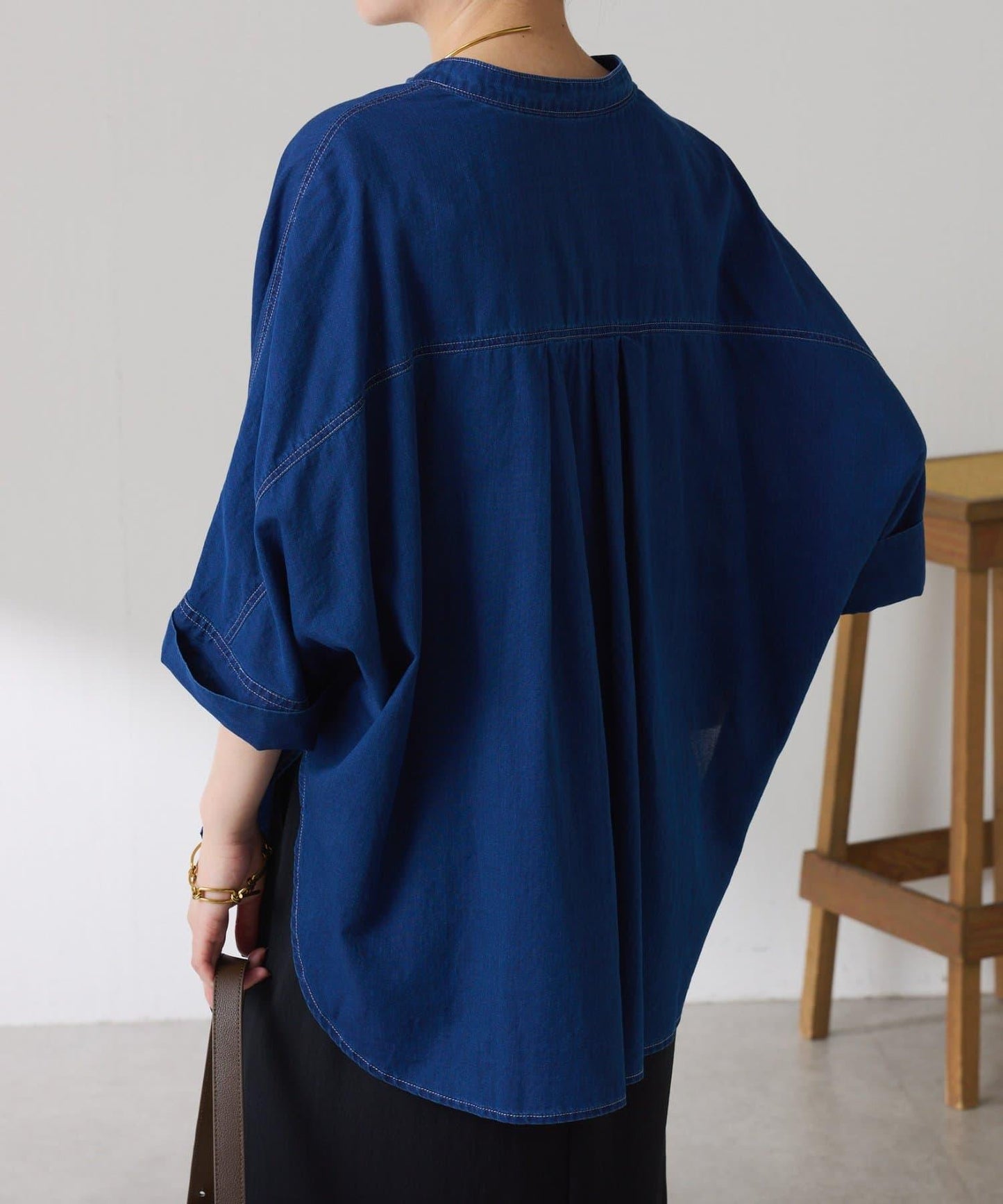 可調節衣長 輕薄牛仔 蝙蝠袖 Q.anos 襯衫