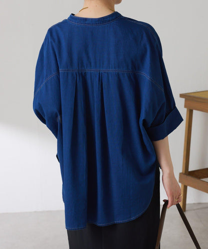 可調節衣長 輕薄牛仔 蝙蝠袖 Q.anos 襯衫