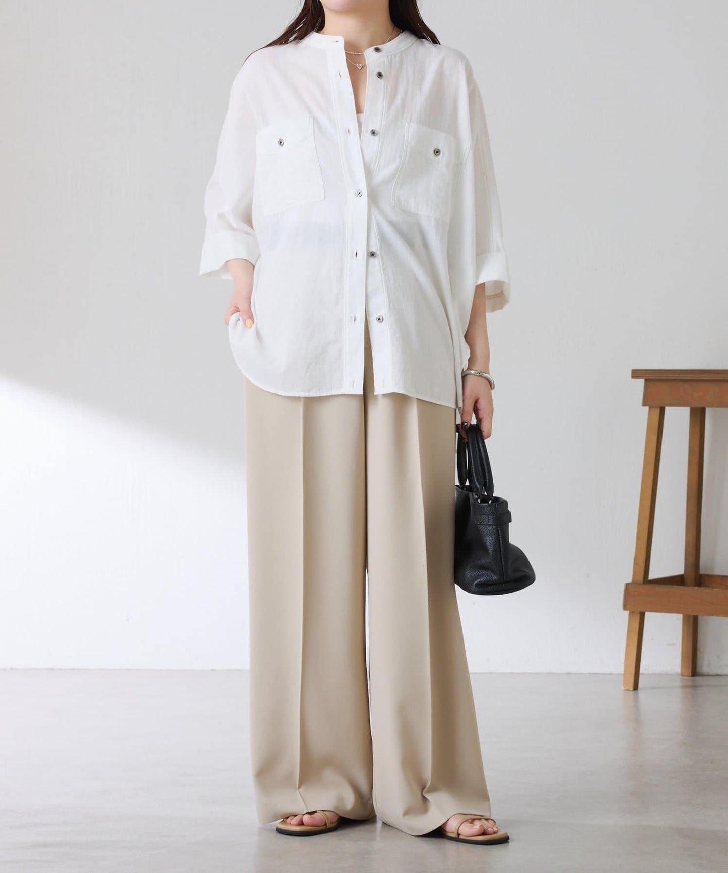 可調節衣長 輕薄牛仔 蝙蝠袖 Q.anos 襯衫