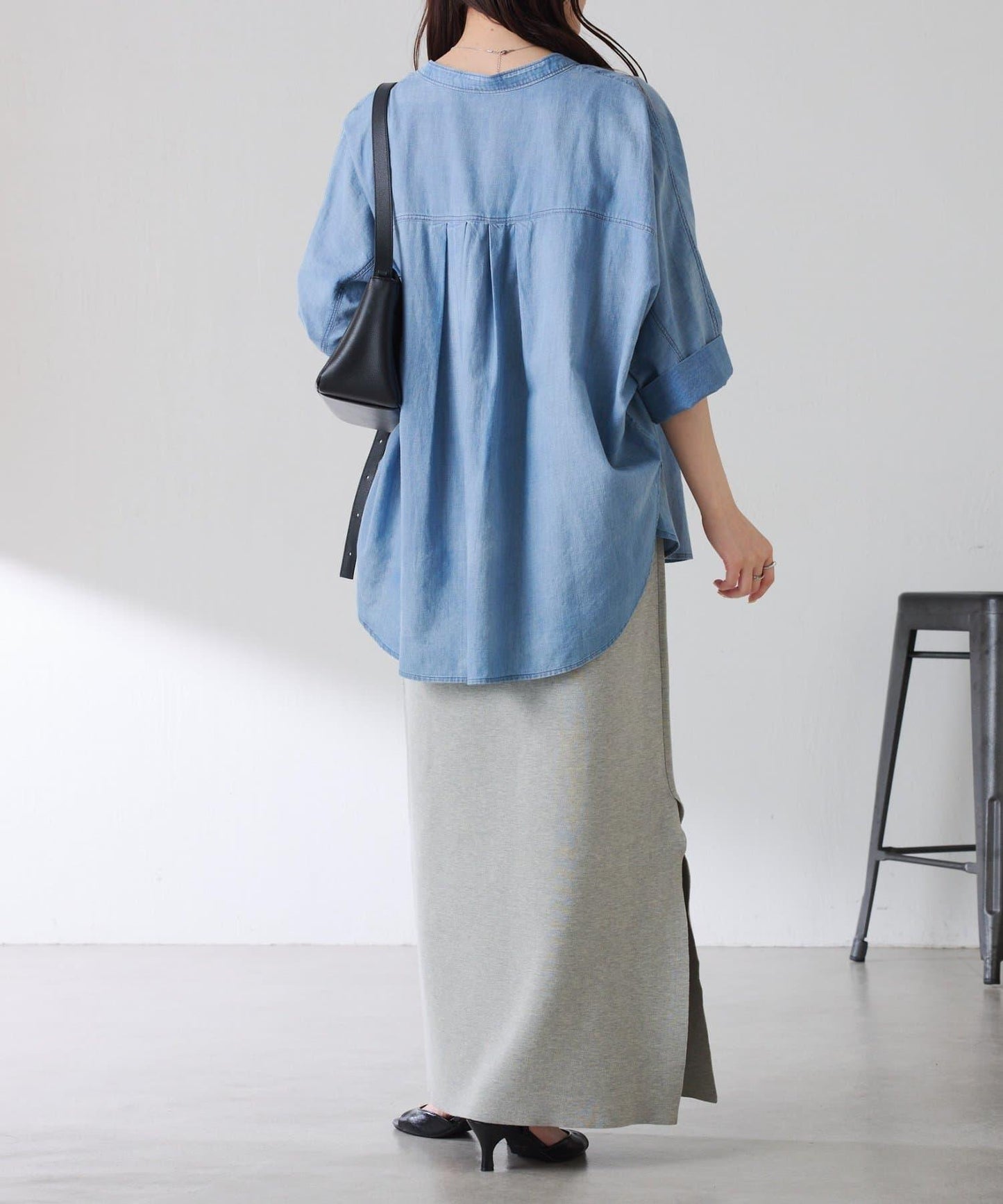 可調節衣長 輕薄牛仔 蝙蝠袖 Q.anos 襯衫